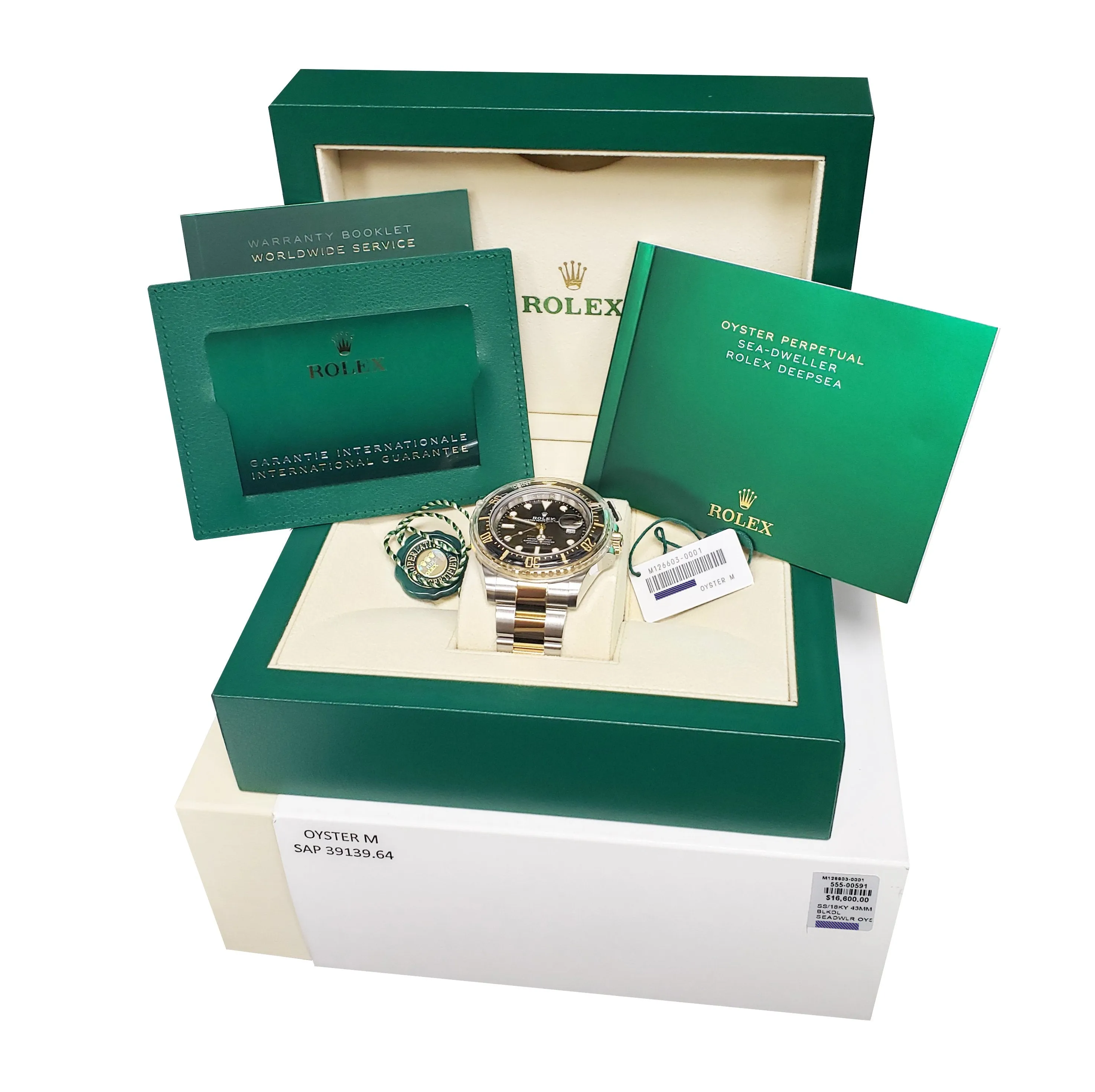 August 2021 Rolex Sea-Dweller 43mm Two-Tone Steel Yellow Gold Black Watch 126603