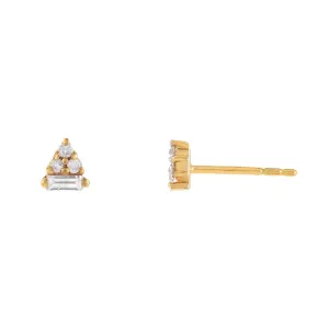 Baguette Triangle Diamond Stud Earring 14K