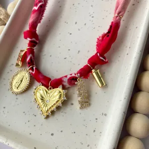 BANDANA CHARM NECKLACE | 5 Charms | Gold Filled
