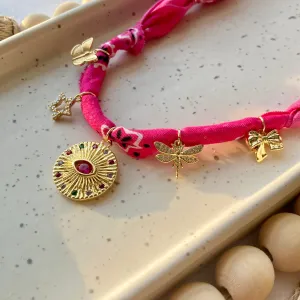 BANDANA CHARM NECKLACE | 5 CHARMS | GOLD FILLED