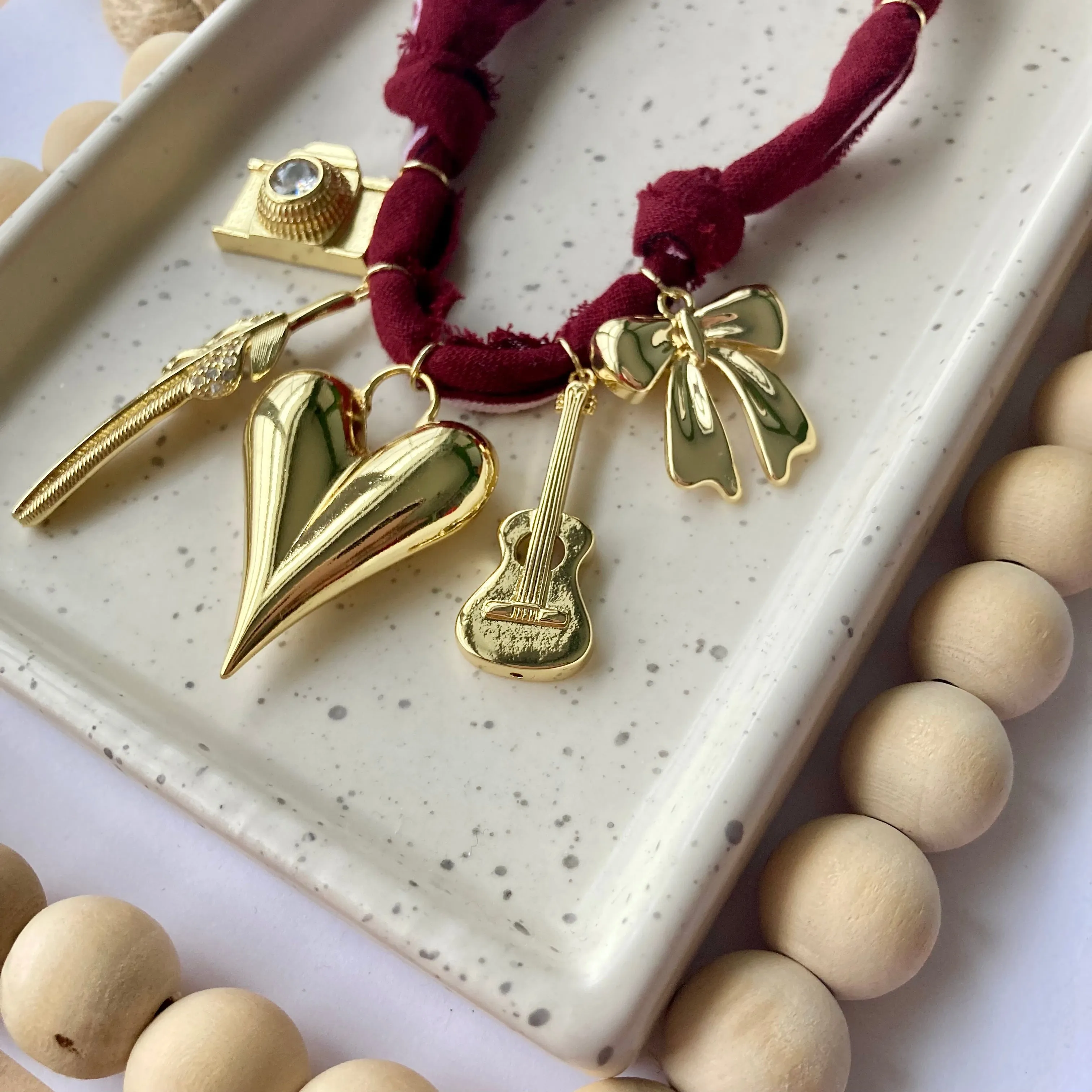 BANDANA CHARM NECKLACE | 5 Charms | Gold Filled