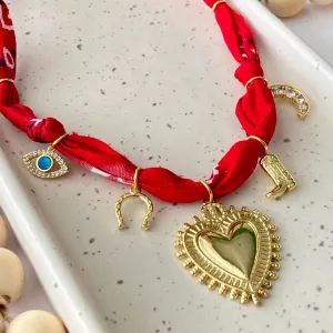 BANDANA CHARM NECKLACE | 5 CHARMS | GOLD FILLED