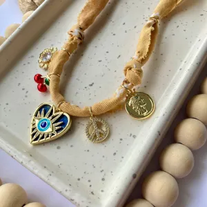 BANDANA CHARM NECKLACE | 5 Charms | Gold Filled