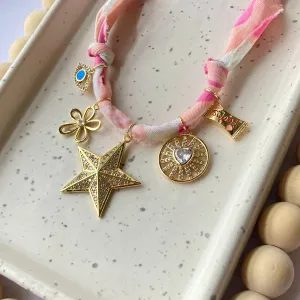 BANDANA CHARM NECKLACE | 5 CHARMS | GOLD FILLED