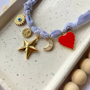 BANDANA CHARM NECKLACE | 5 CHARMS | GOLD FILLED