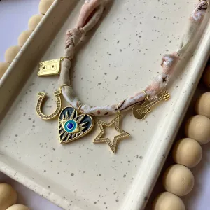 BANDANA CHARM NECKLACE | 5 CHARMS | GOLD FILLED