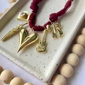 BANDANA CHARM NECKLACE | 5 Charms | Gold Filled