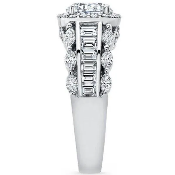 Barkev's Cushion Halo Wide Diamond Engagement Ring