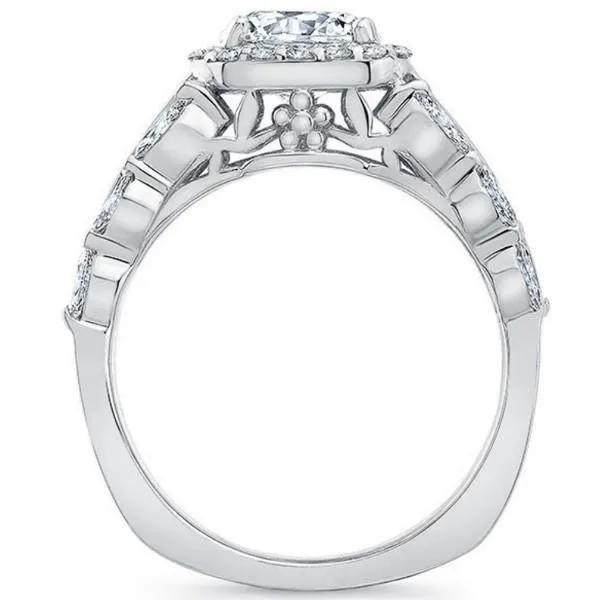 Barkev's Cushion Halo Wide Diamond Engagement Ring