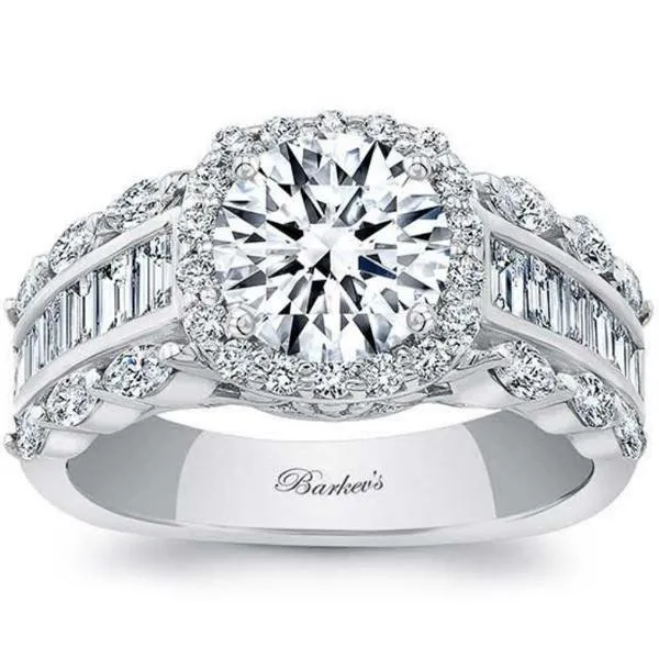 Barkev's Cushion Halo Wide Diamond Engagement Ring