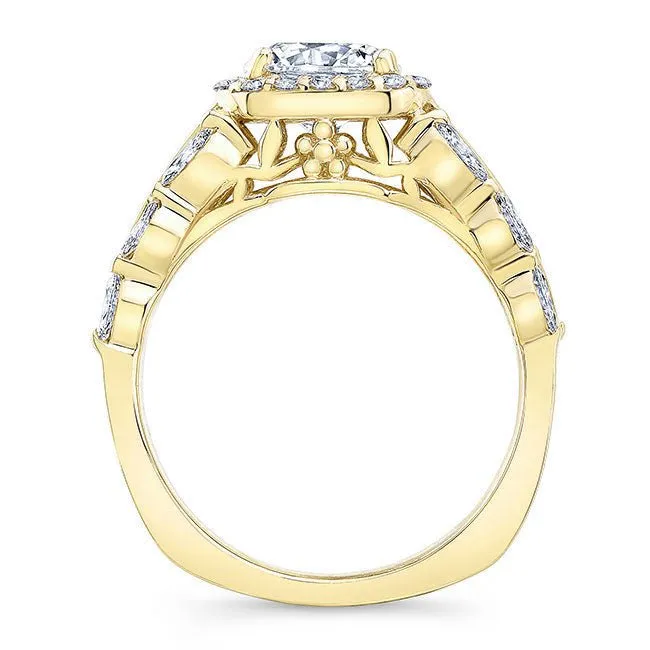 Barkev's Cushion Halo Wide Diamond Engagement Ring