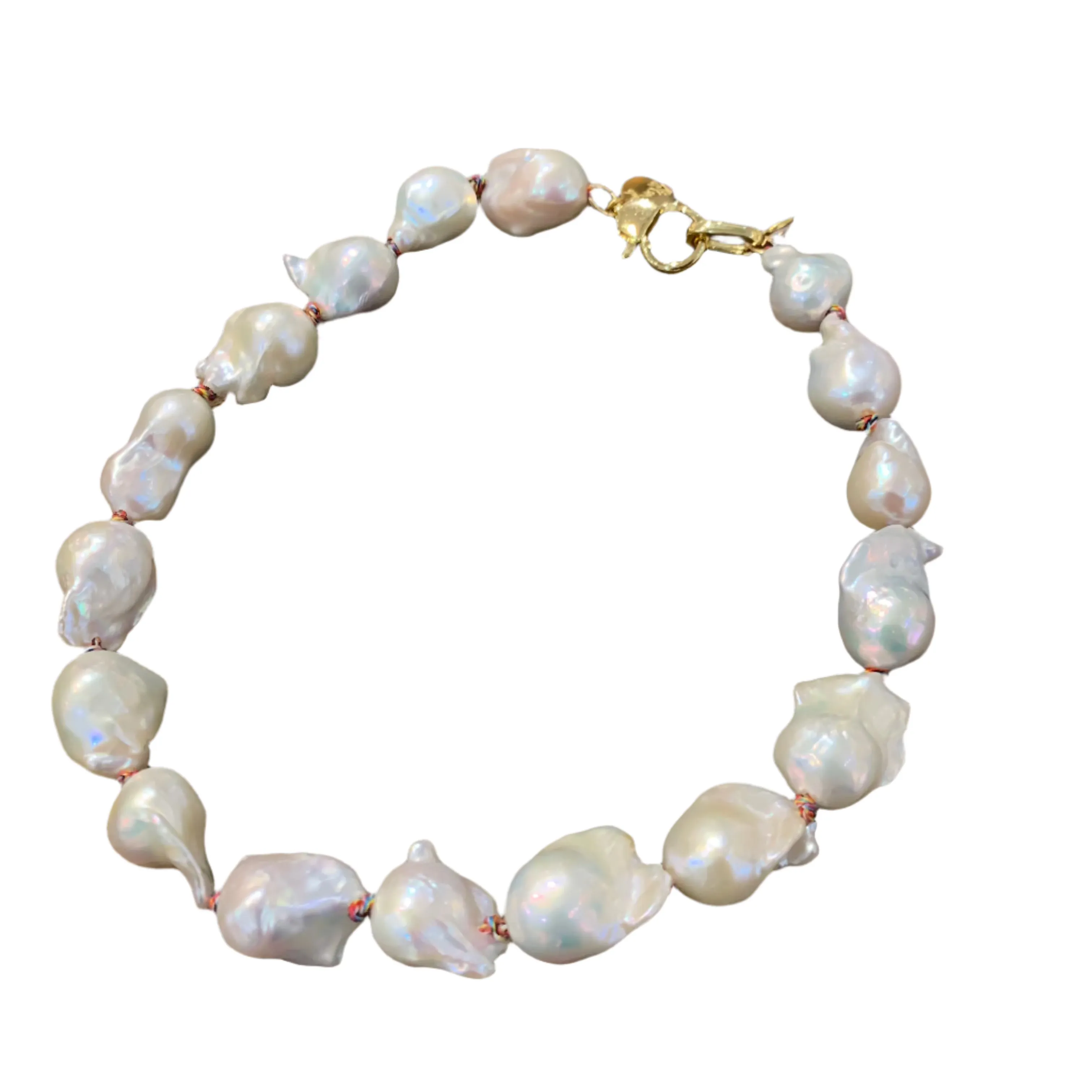 Baroque Pearls on Colorful Thread Choker | 15.5"