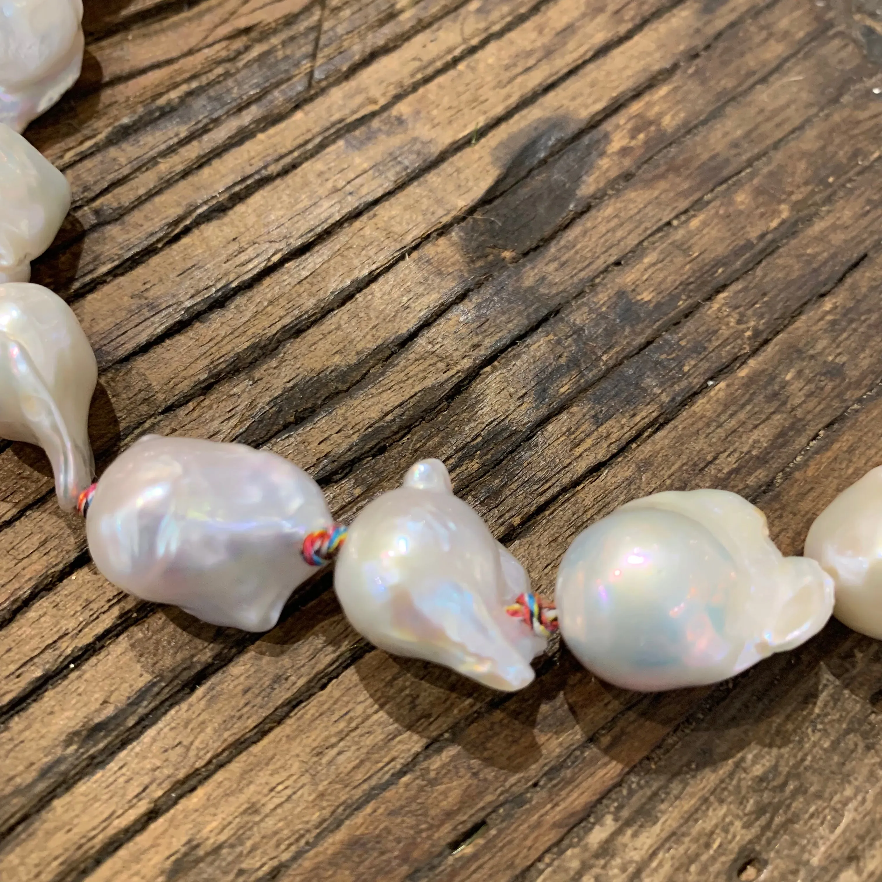 Baroque Pearls on Colorful Thread Choker | 15.5"