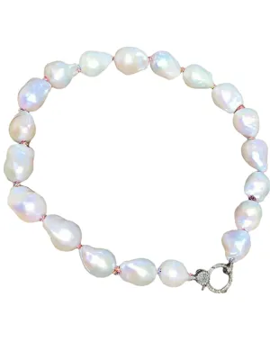 Baroque Pearls on Colorful Thread w/ Diamond Clasp Choker 17''