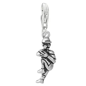 Baseball Player Athlete Sports Clip on Pendant Charm for Bracelet or Necklace