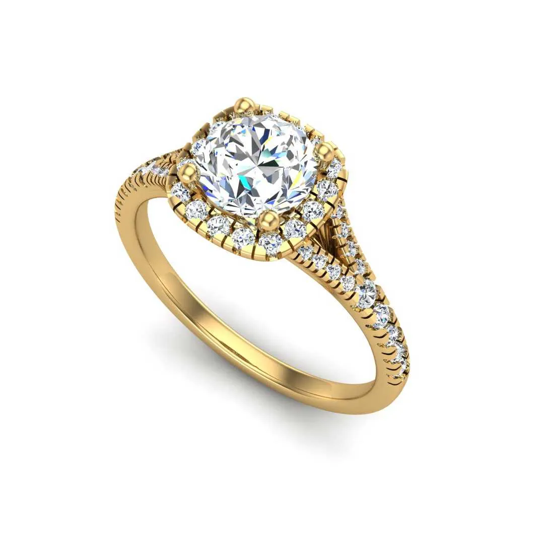 Basilia Engagement Ring – Split Shank Halo Design