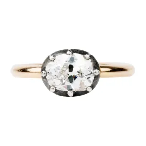 Bell & Bird Old Mine Cut Diamond Ring in Cutaway Setting