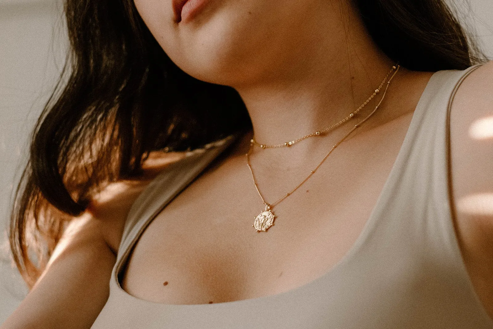 BELLE - Dainty bead satellite chain choker necklace 925 sterling silver boho style gold plated silver bead orb chain stacking necklace