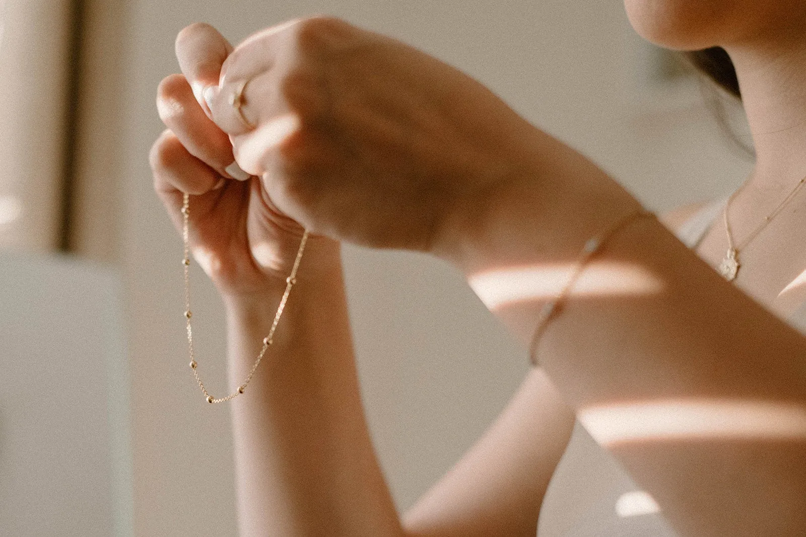 BELLE - Dainty bead satellite chain choker necklace 925 sterling silver boho style gold plated silver bead orb chain stacking necklace