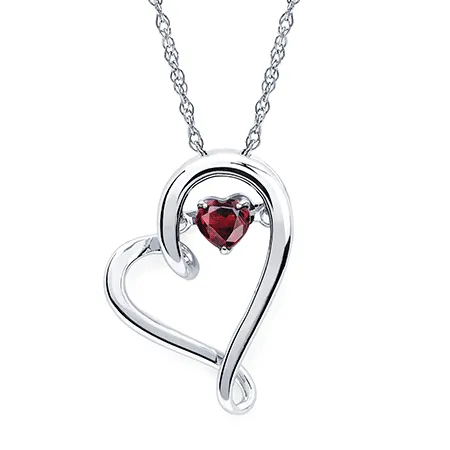 Ben Garelick "Shimmering Heart" Garnet Heart Pendant