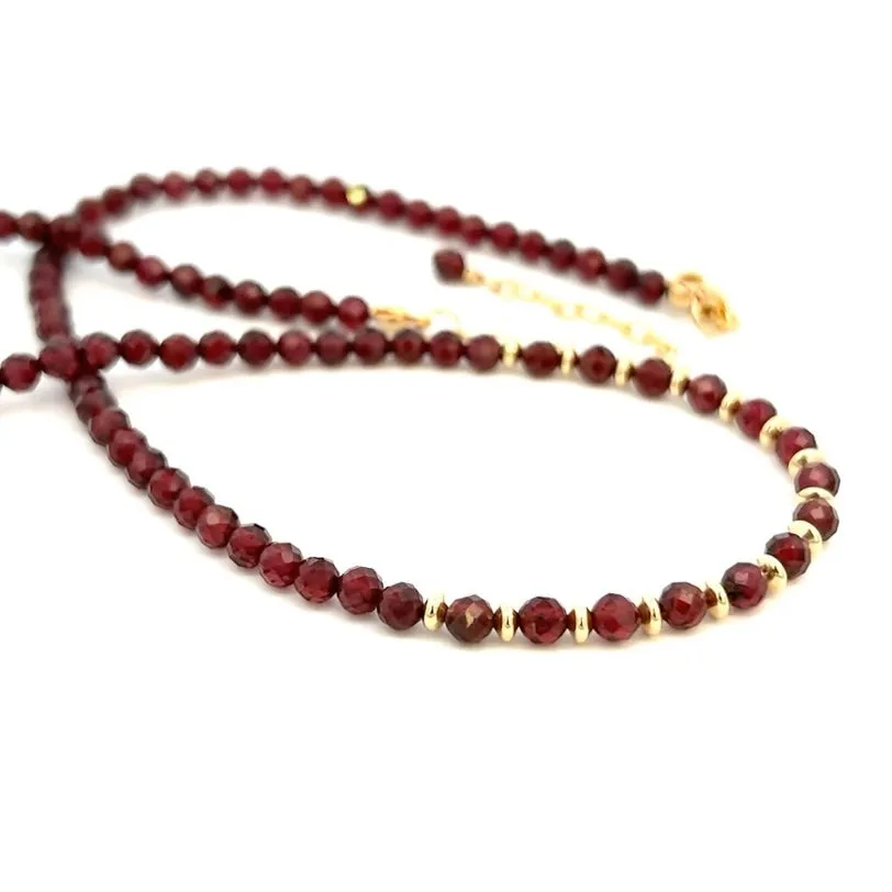 Berry Red Garnet Necklace  AAA 14k GF Gold
