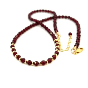 Berry Red Garnet Necklace  AAA 14k GF Gold