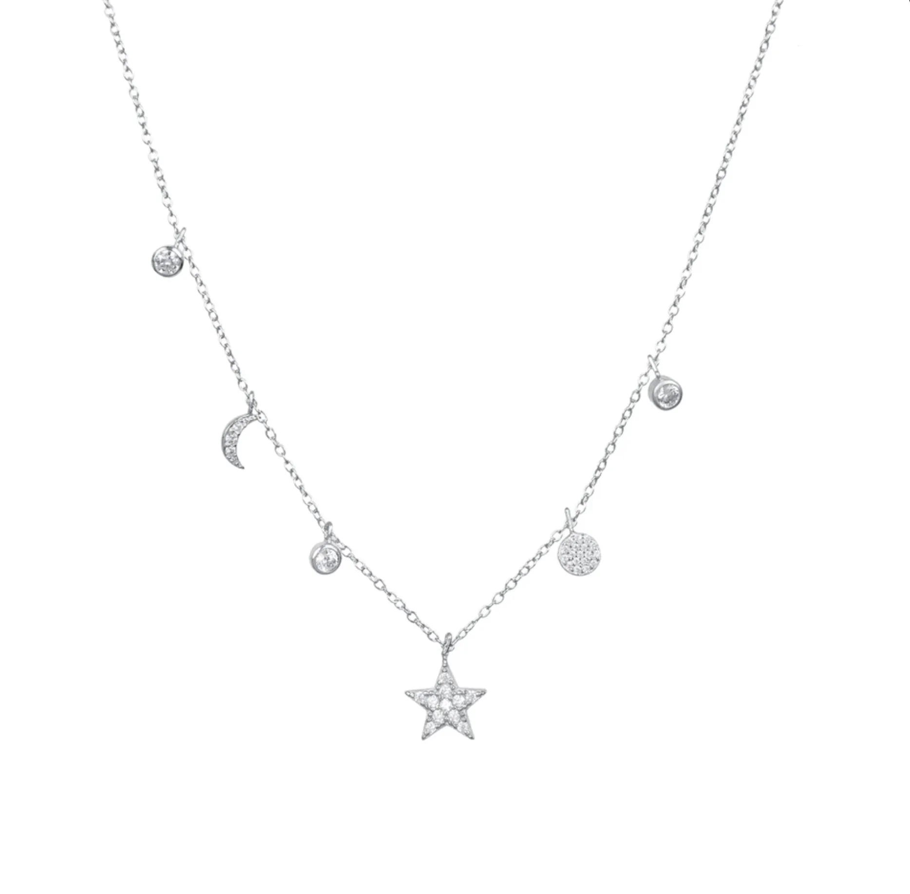 Bezel CZ Charm Choker - Gold or Silver