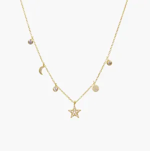 Bezel CZ Charm Choker - Gold or Silver