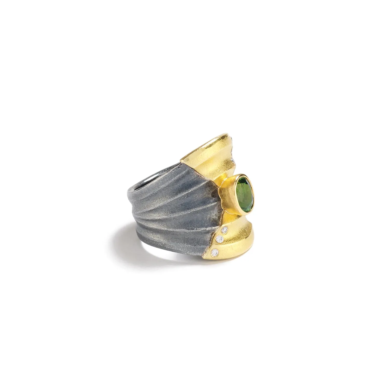 Bezeled Green Tsavorite Ring