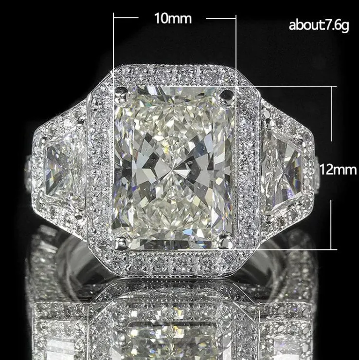 Big Diamond Ring | Womens Big Diamond Ring | Womens Engagement Ring | Asscher Rings | Womens Wedding Ring | Womens Big Rings | Silver Ring