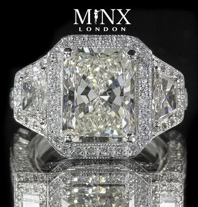 Big Diamond Ring | Womens Big Diamond Ring | Womens Engagement Ring | Asscher Rings | Womens Wedding Ring | Womens Big Rings | Silver Ring