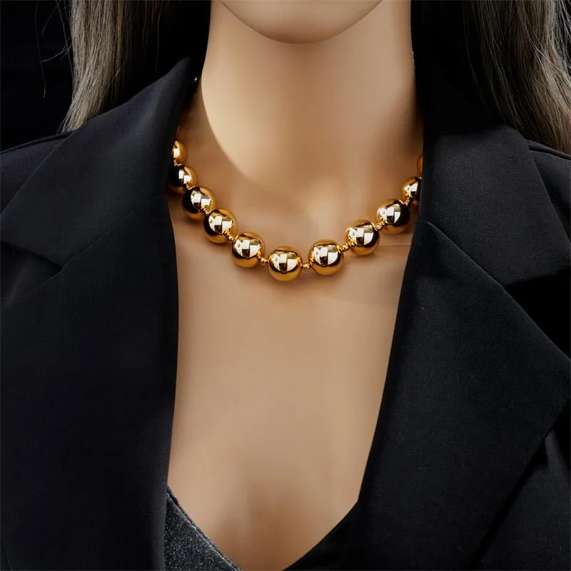 Big Round Ball Beads Choker Necklace For Women Jewelry Gifts
