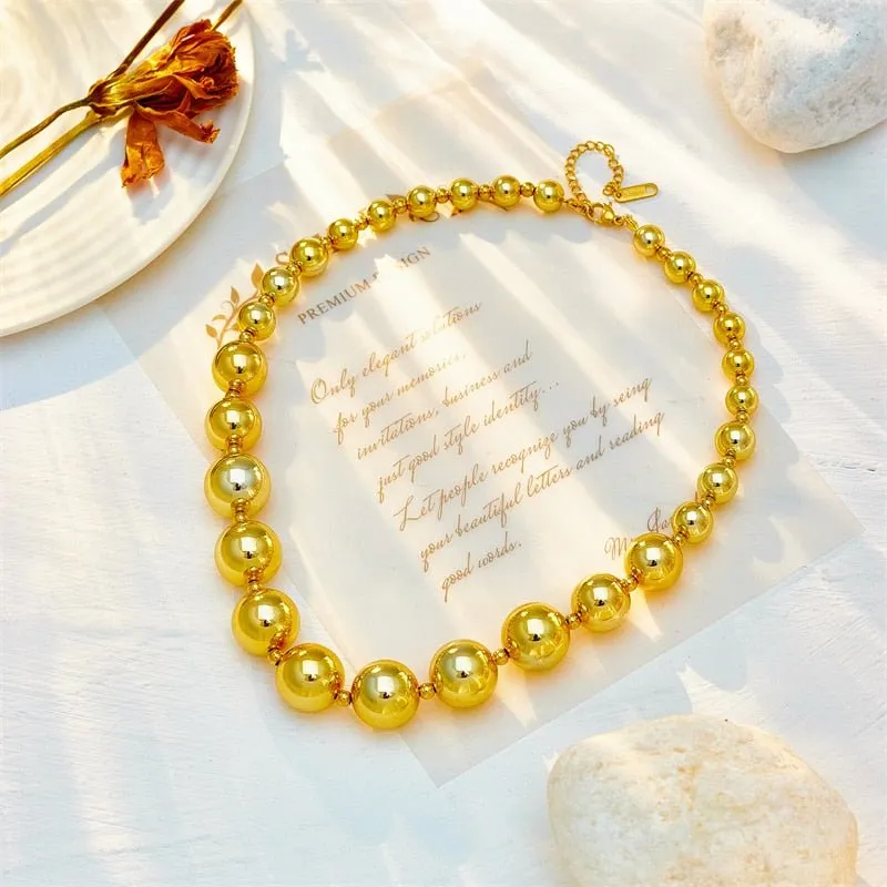 Big Round Ball Beads Choker Necklace For Women Jewelry Gifts
