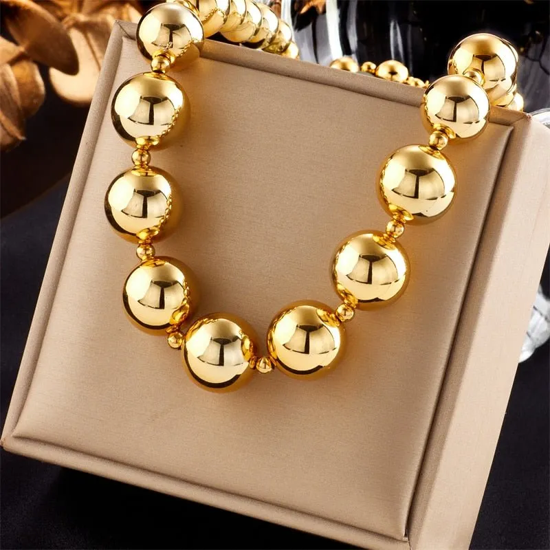 Big Round Ball Beads Choker Necklace For Women Jewelry Gifts