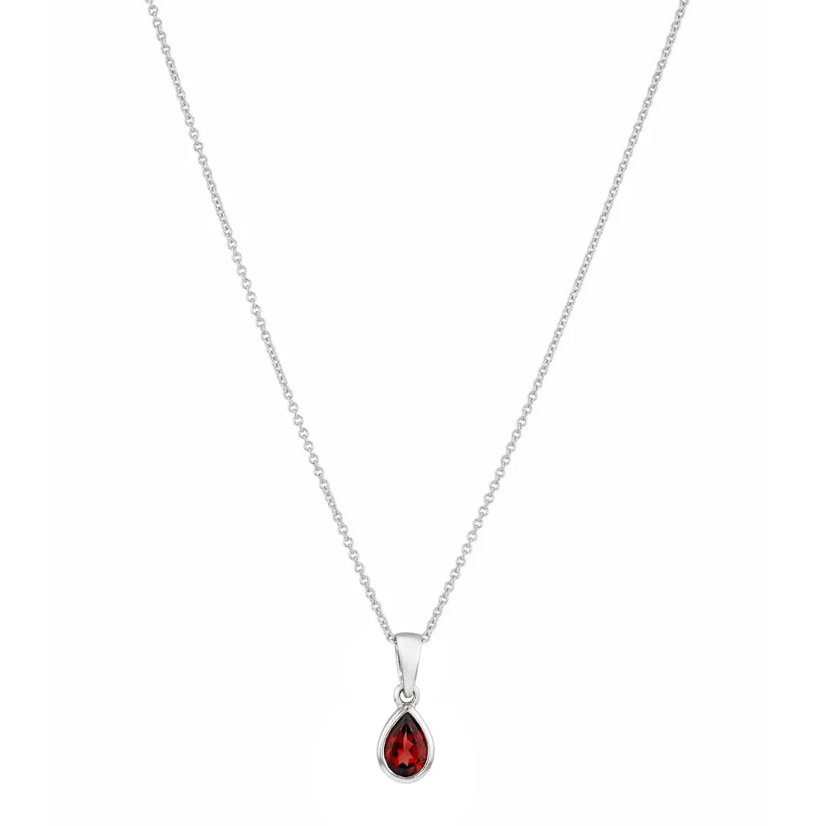 Birthstone Collection 0.50ct Pear Cut Garnet Necklace | 9K White Gold