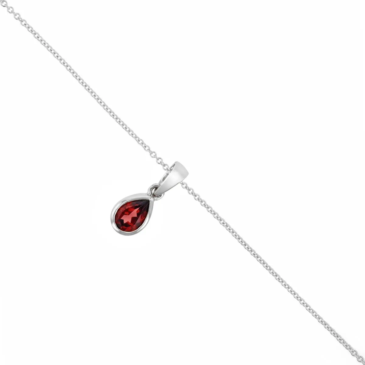 Birthstone Collection 0.50ct Pear Cut Garnet Necklace | 9K White Gold