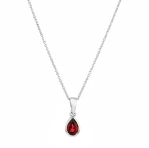 Birthstone Collection 0.50ct Pear Cut Garnet Necklace | 9K White Gold