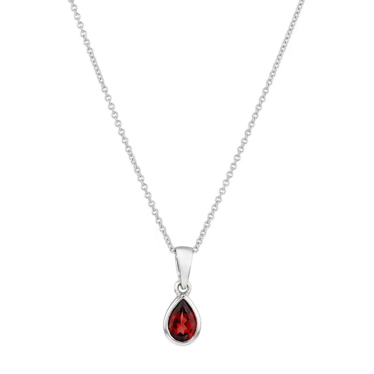 Birthstone Collection 0.50ct Pear Cut Garnet Necklace | 9K White Gold