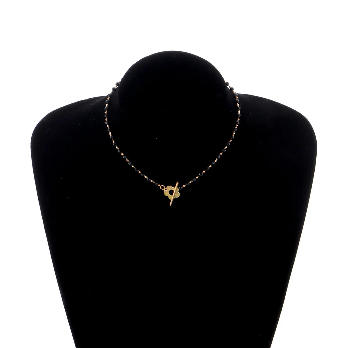Black Acrylic & 18K Gold-Plated Floral Choker Necklace