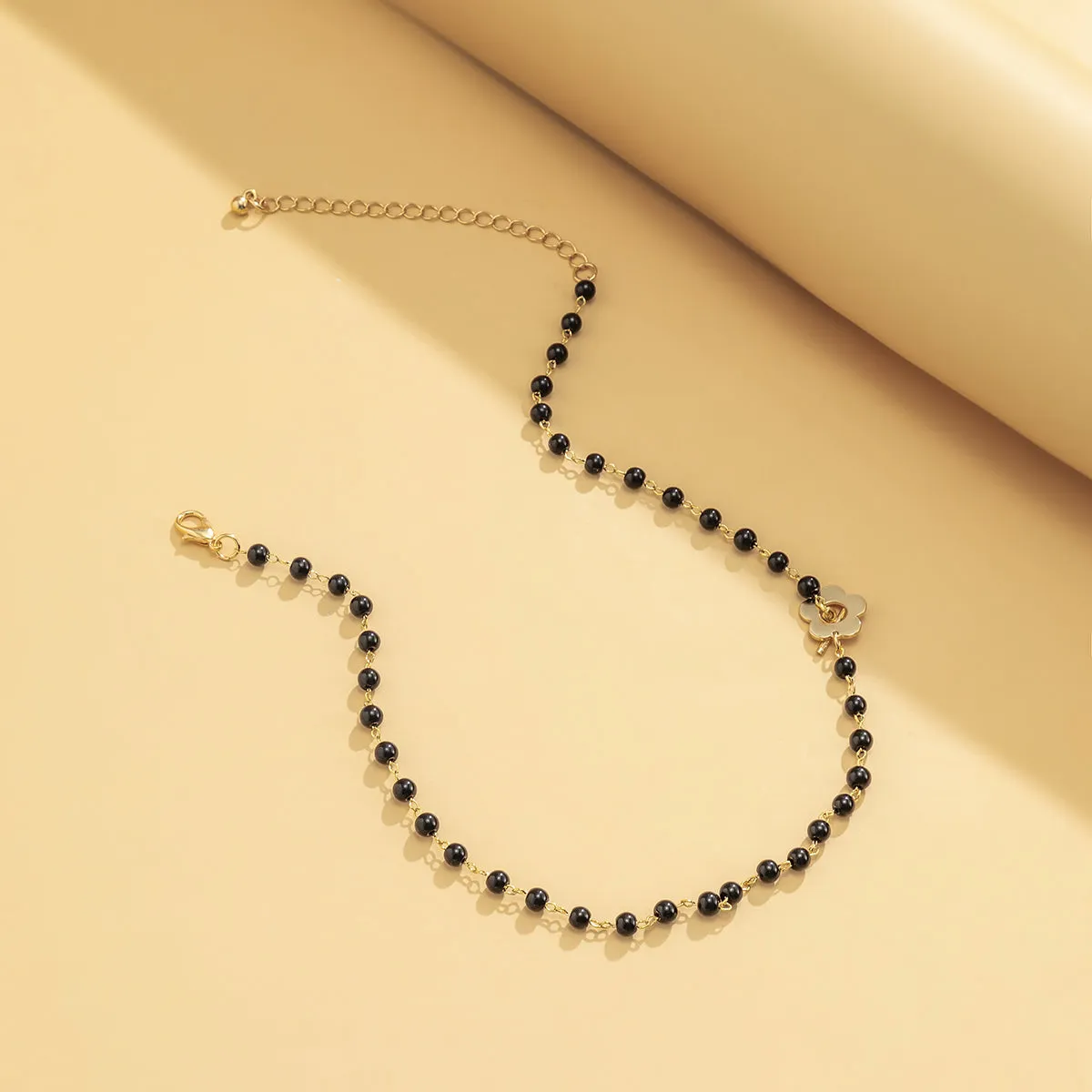 Black & 18K Gold-Plated Flower Choker Necklace