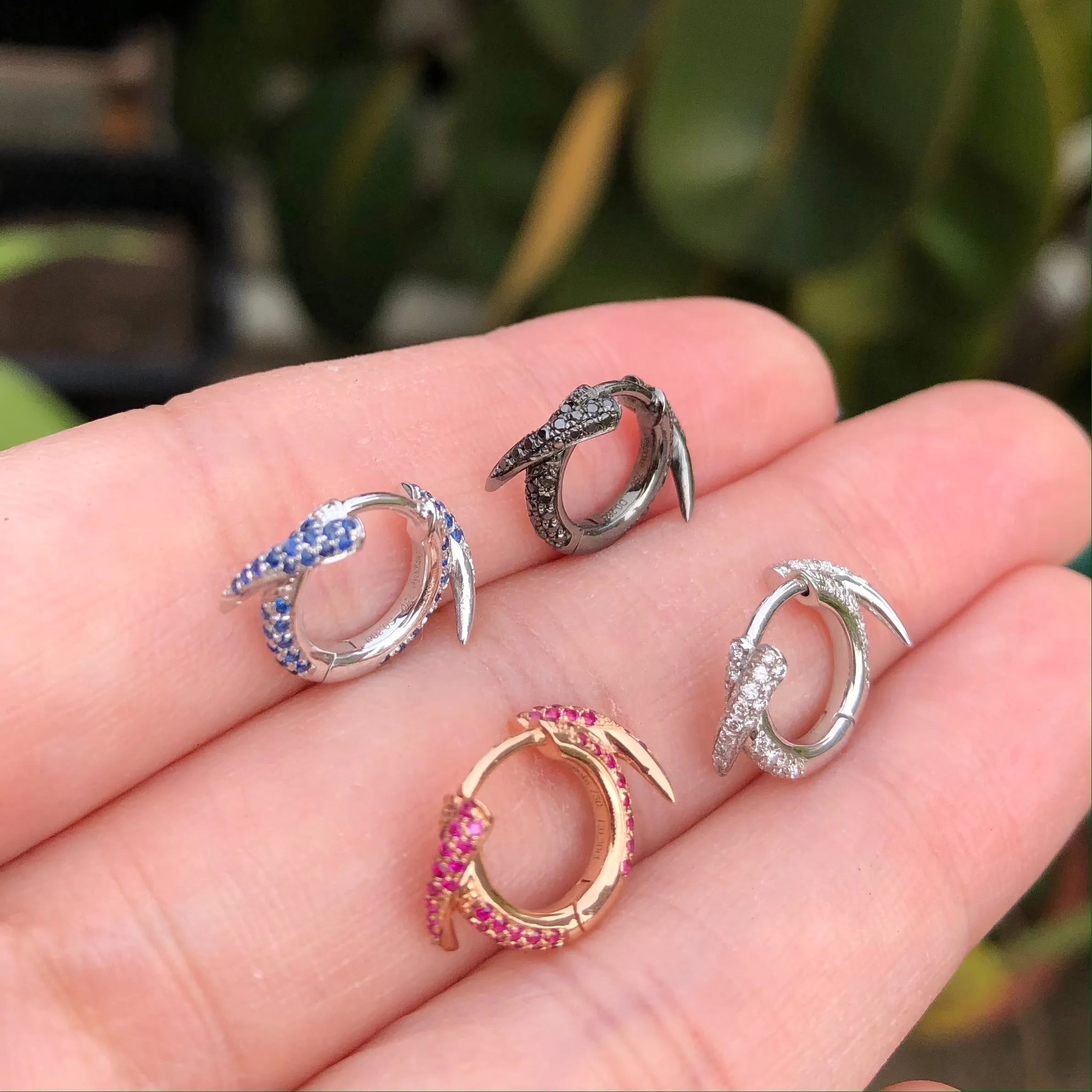 Black Diamond Spike Hoop Earrings