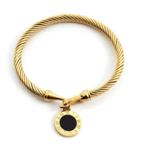 Black Stone Roman Charm Bangle