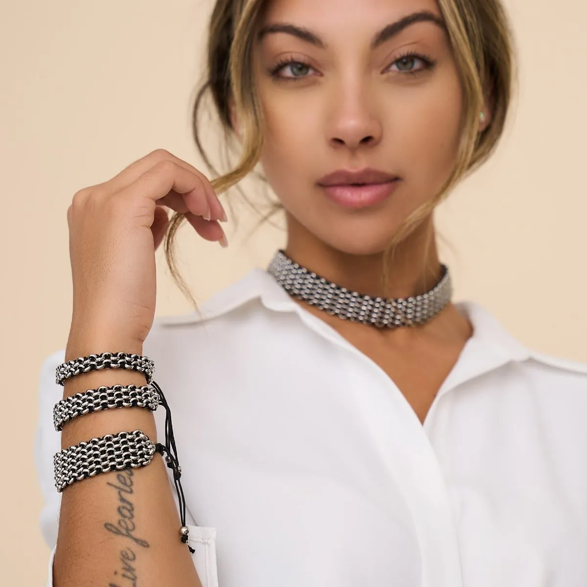 Black x Silver | Kismet Links | Deluxe Choker Necklace