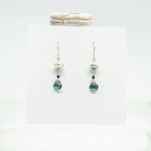Blue Moonstone & Quartz Earrings