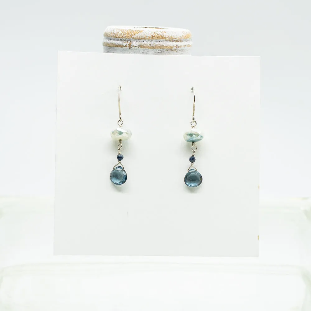 Blue Moonstone & Quartz Earrings