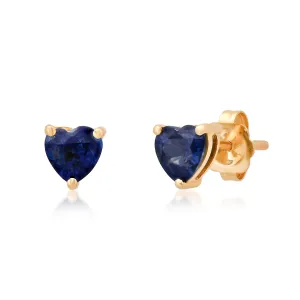 Blue Sapphire Heart Sprinkle Stud Earrings