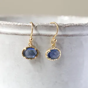 Blue sapphire rose cut earrings