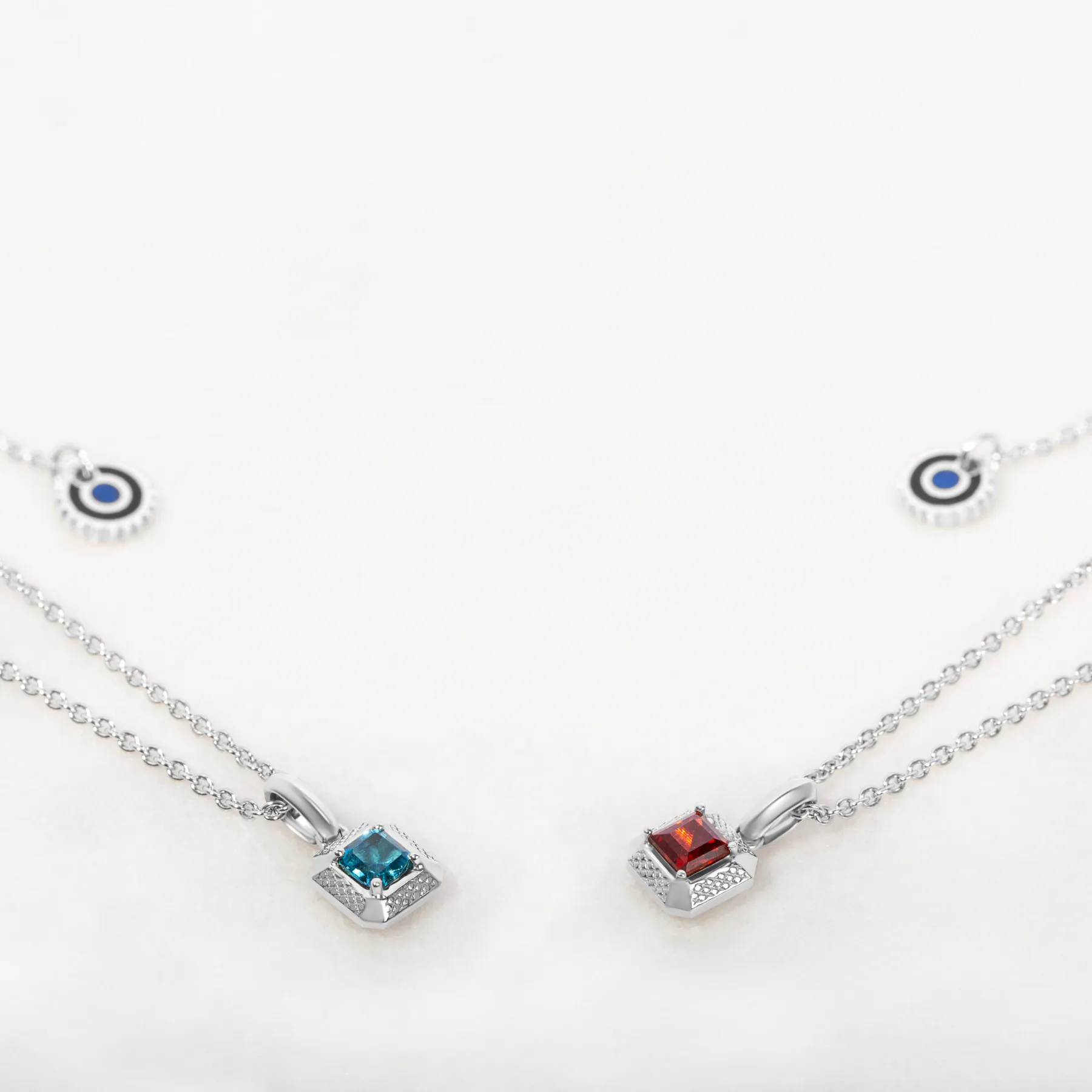 Blue Topaz Birthstone Necklace In Rhodium plated Sterling Silver