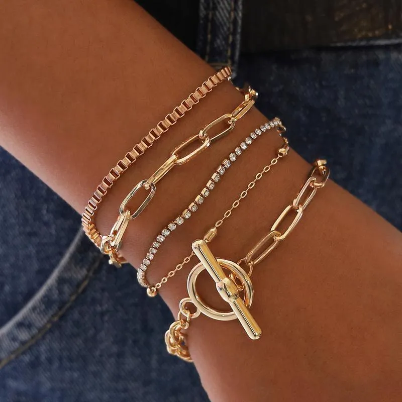 Boho Chain & Link Bracelets 5PCs