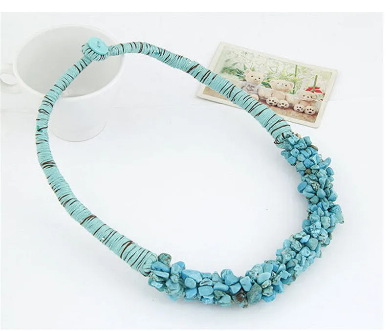 Boho Jewelry Multi-Color Natural Stone Choker Collar Necklace Bitches Gifts Collier Bijoux